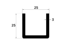 Sliding Door Channel 3m 25S Red Oxide